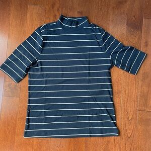 Banana Republic navy blue and white stripe high neck tshirt